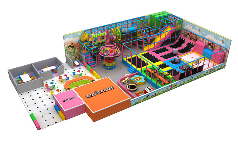Colorful children indoor soft play trampoline park for happy time