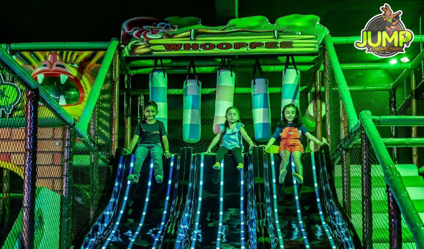 Interactive slide with projection mapping technology in commercial indoor playground